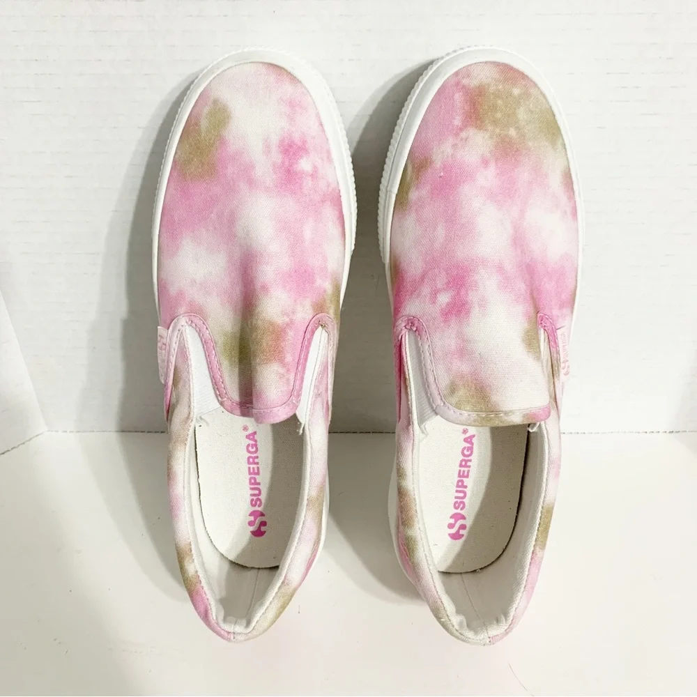 The Superga® 2306 Canvas Tie Dye Print Slip On Platform Sneakers Side Gussets 🩷